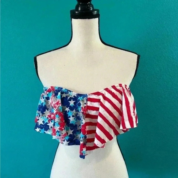 New with tags Nordstrom bp American flag red white and blue bikini top - Picture 1 of 3